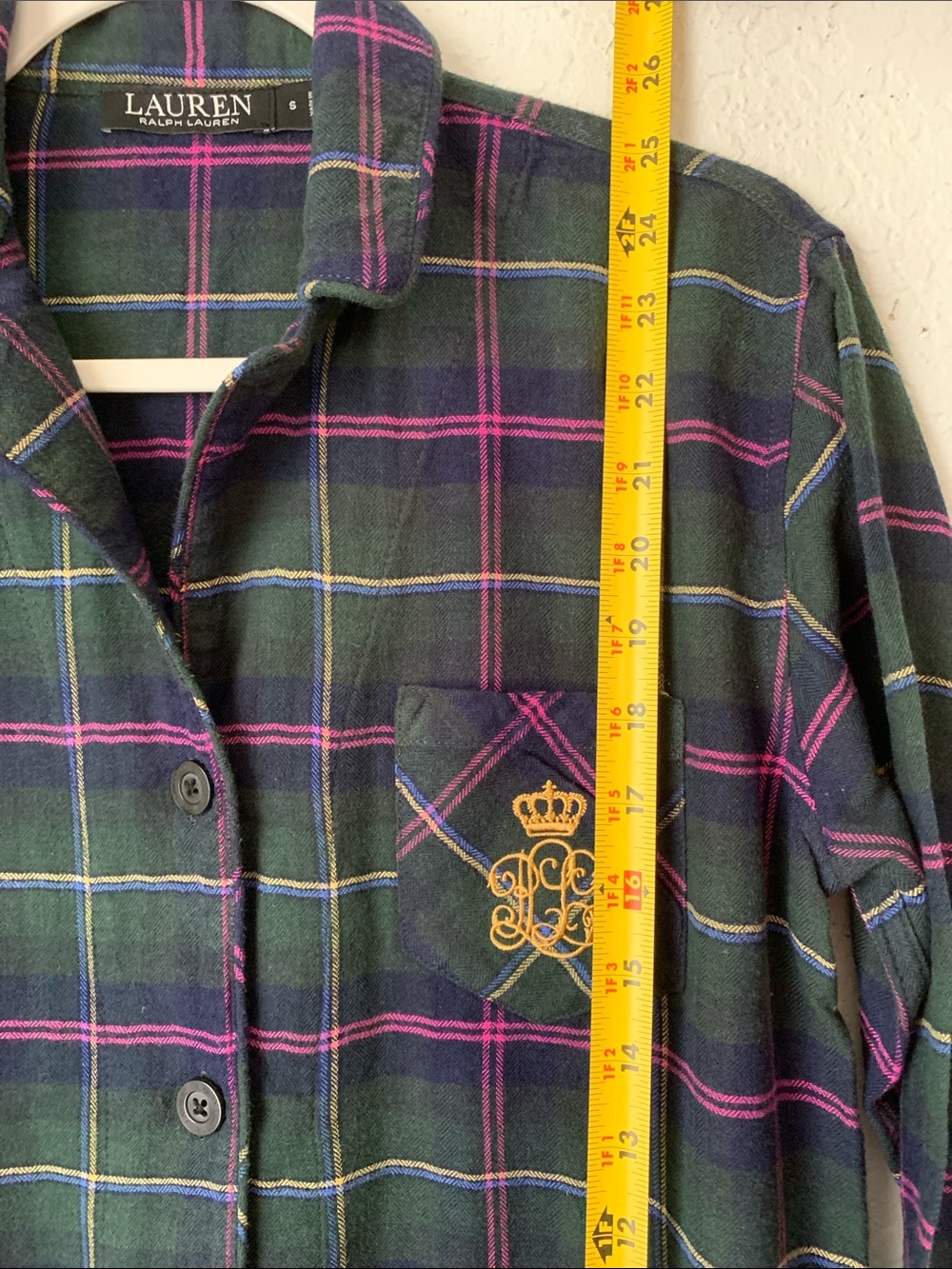 Lauren Ralph Lauren Women Green Plaid Pajama Set with Pink Accents Size S - Picture 5 of 12